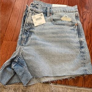 Light Blue Distressed Denim Skirt